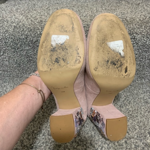 Bettye Muller Pink Suede Jeweled Heels - Picture 8 of 12